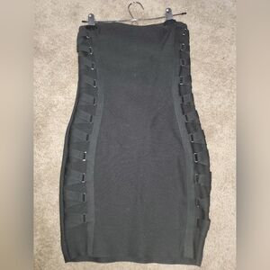 Iris Black Strapless Accent Mini Dress Sz M Bandage